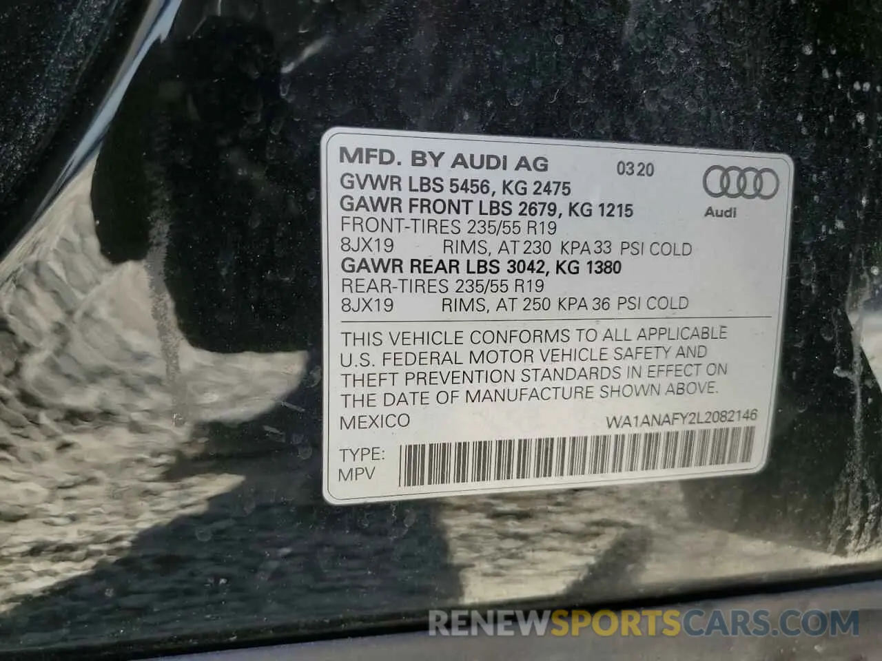 15 Photograph of a damaged car WA1ANAFY2L2082146 AUDI Q5 2020