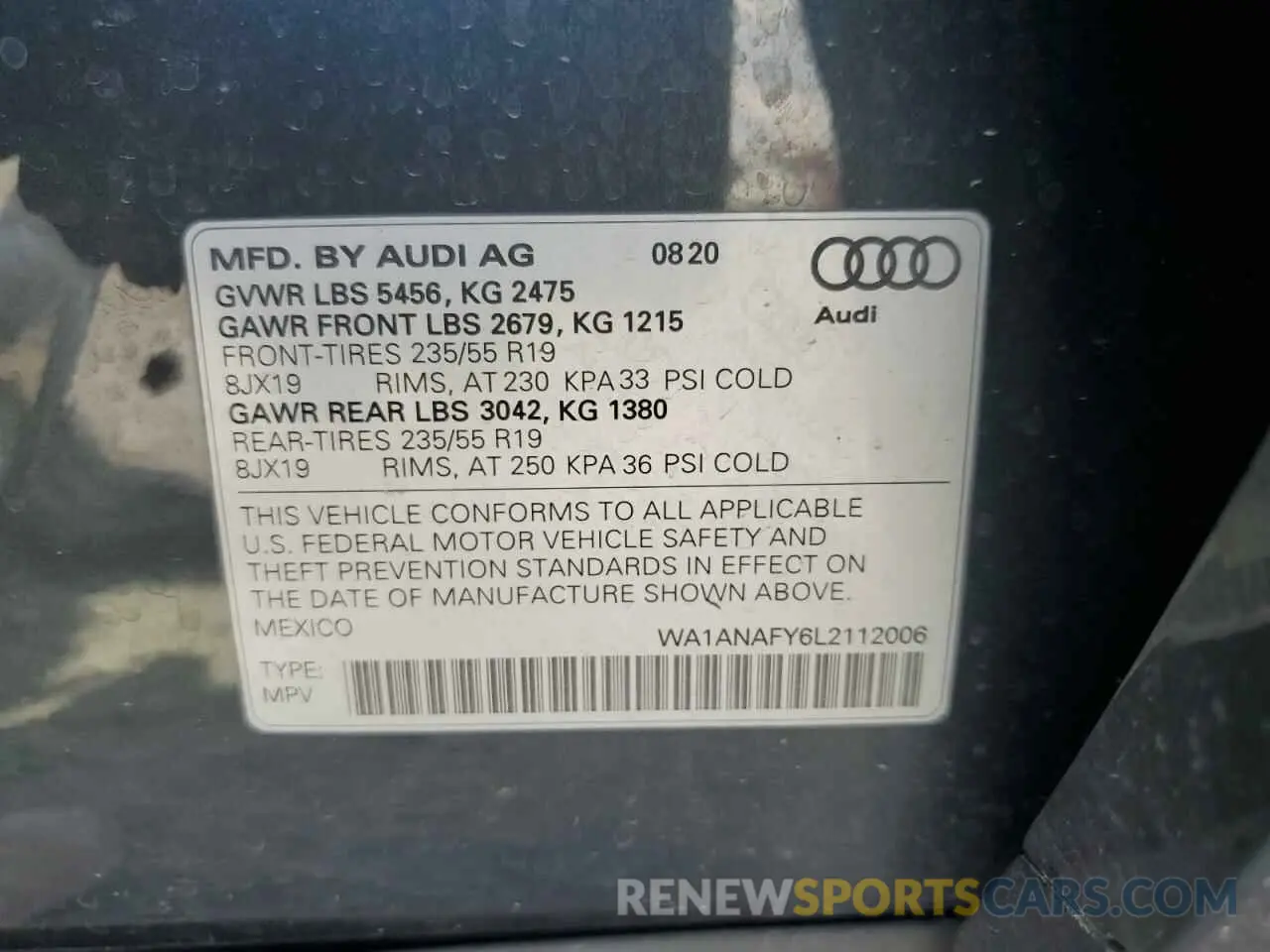 12 Photograph of a damaged car WA1ANAFY6L2112006 AUDI Q5 2020