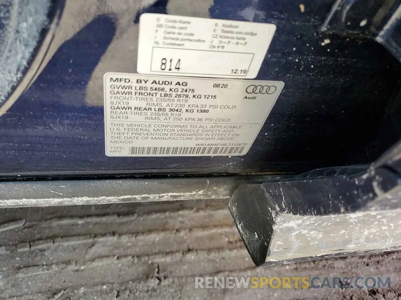 14 Photograph of a damaged car WA1ANAFY8L2113870 AUDI Q5 2020