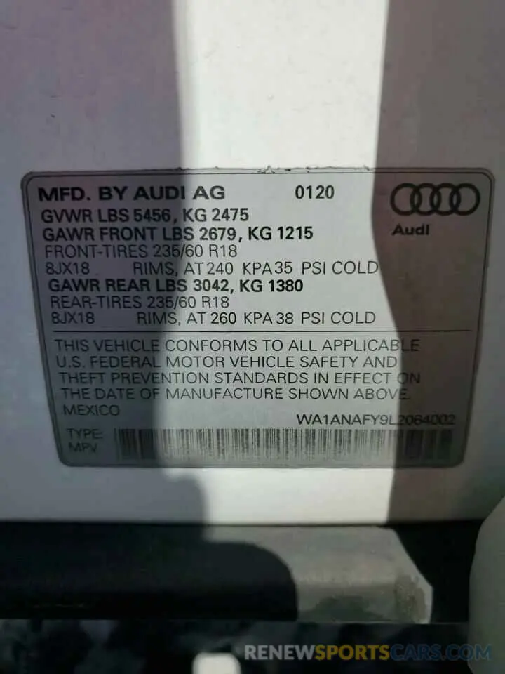 14 Photograph of a damaged car WA1ANAFY9L2064002 AUDI Q5 2020