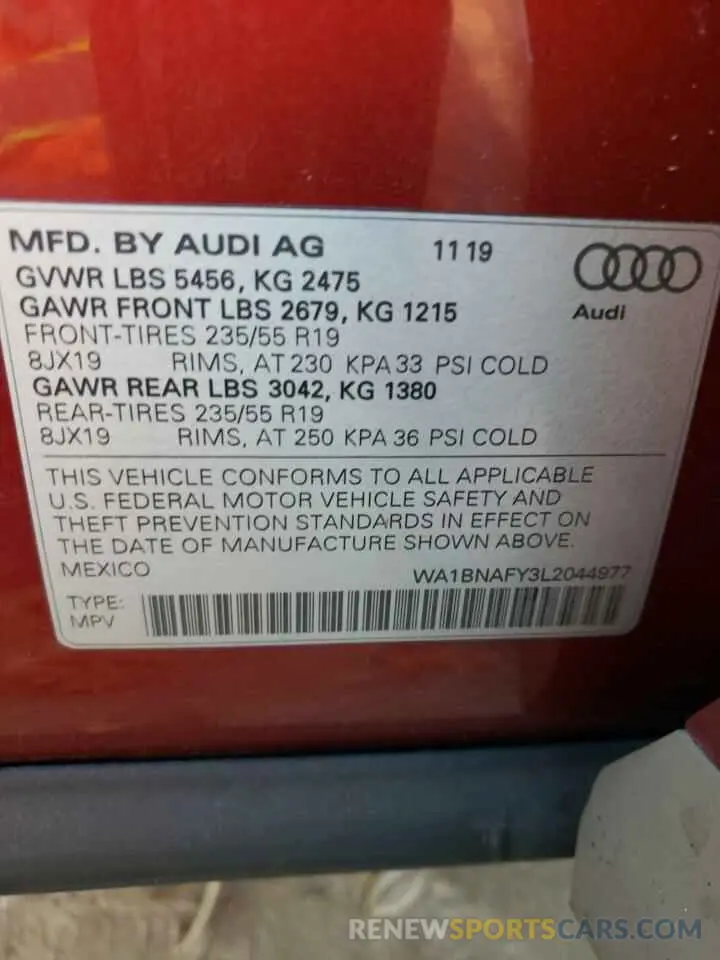 12 Photograph of a damaged car WA1BNAFY3L2044977 AUDI Q5 2020