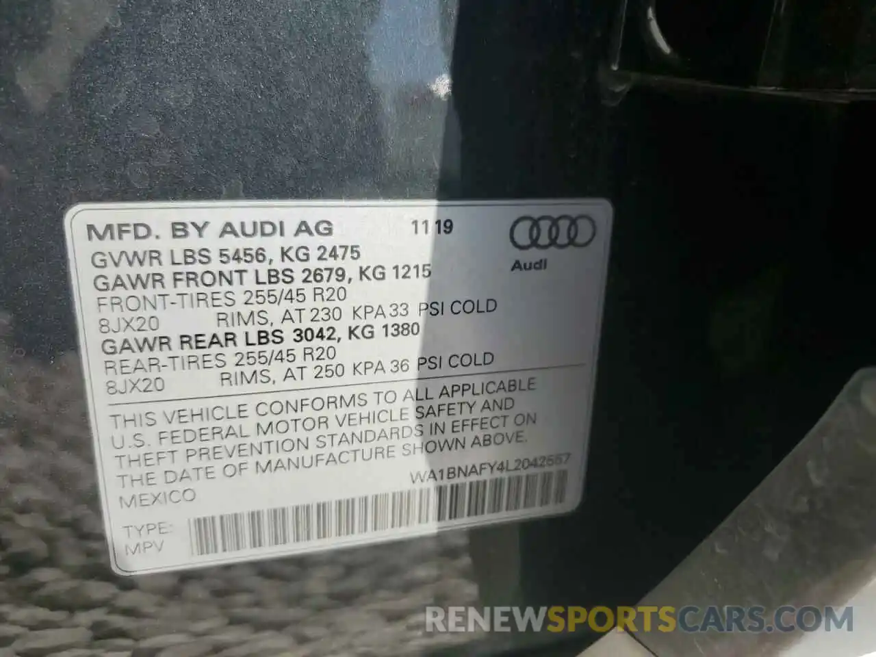 13 Photograph of a damaged car WA1BNAFY4L2042557 AUDI Q5 2020