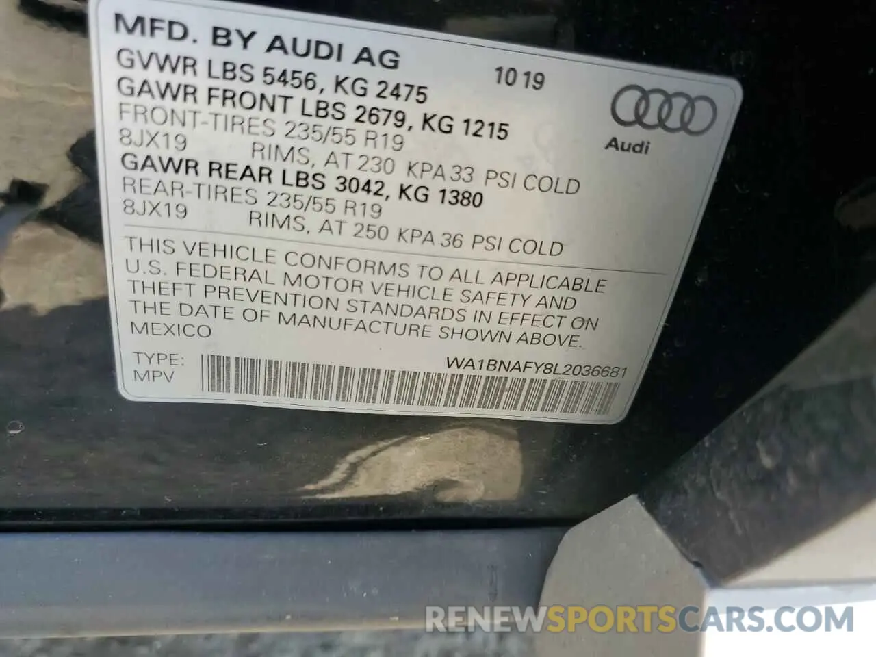 12 Photograph of a damaged car WA1BNAFY8L2036681 AUDI Q5 2020