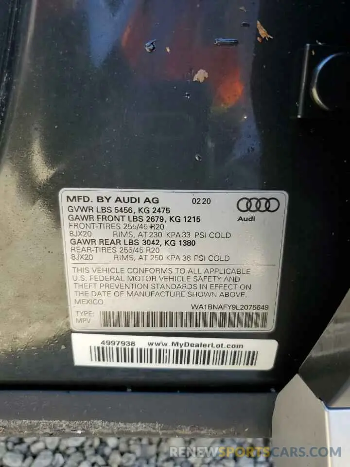 10 Photograph of a damaged car WA1BNAFY9L2075649 AUDI Q5 2020