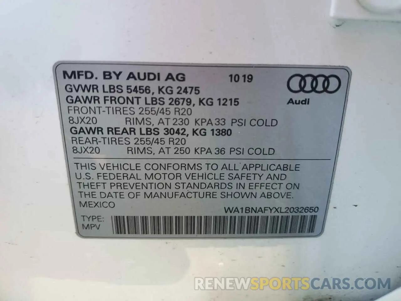 13 Photograph of a damaged car WA1BNAFYXL2032650 AUDI Q5 2020