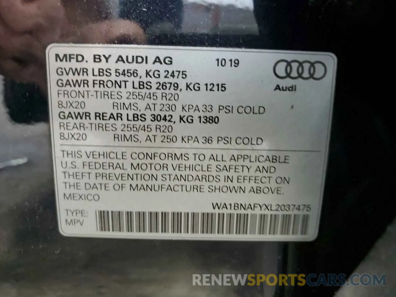 13 Photograph of a damaged car WA1BNAFYXL2037475 AUDI Q5 2020