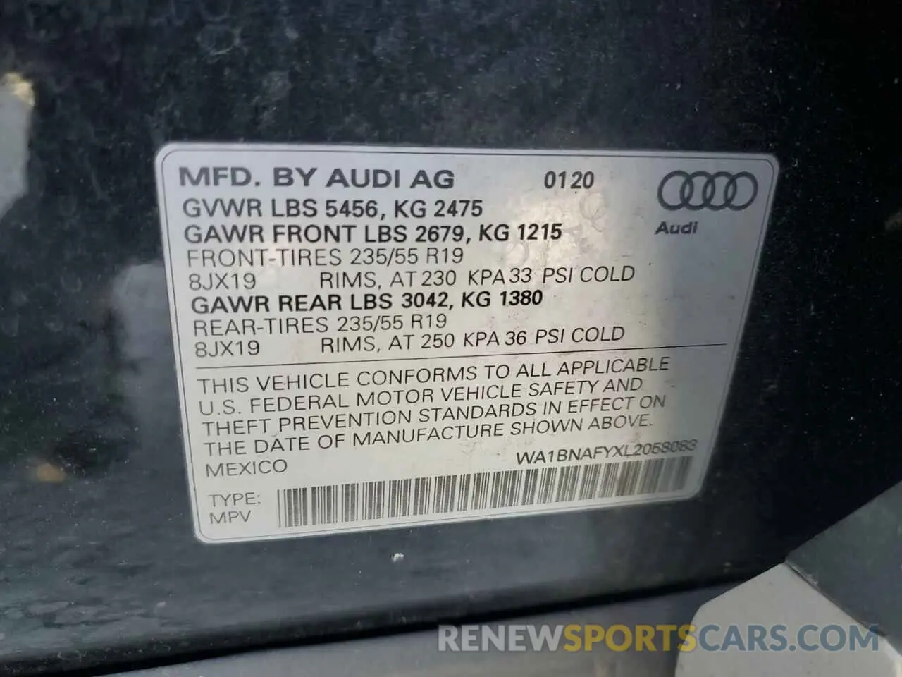 13 Photograph of a damaged car WA1BNAFYXL2058083 AUDI Q5 2020