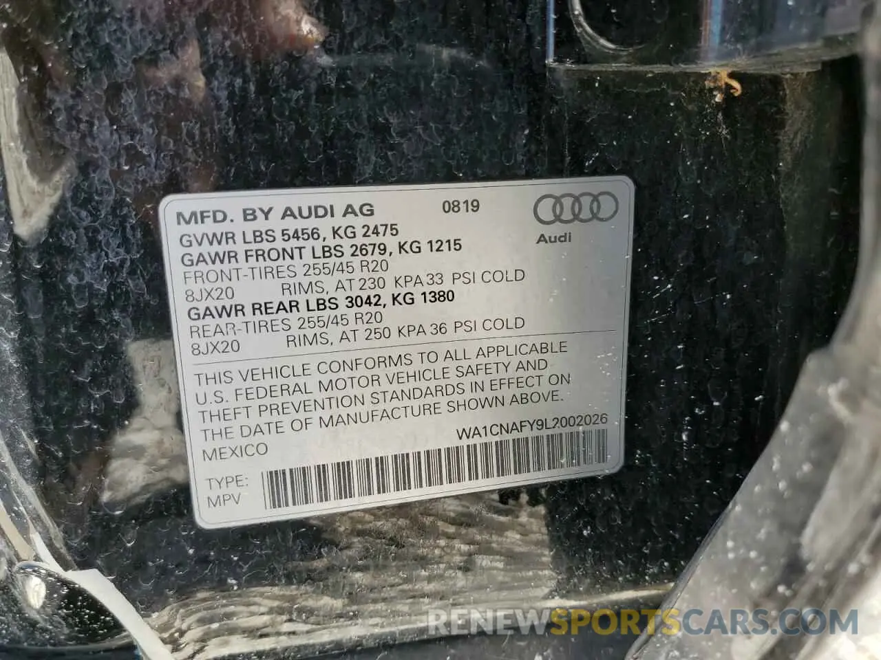 14 Photograph of a damaged car WA1CNAFY9L2002026 AUDI Q5 2020