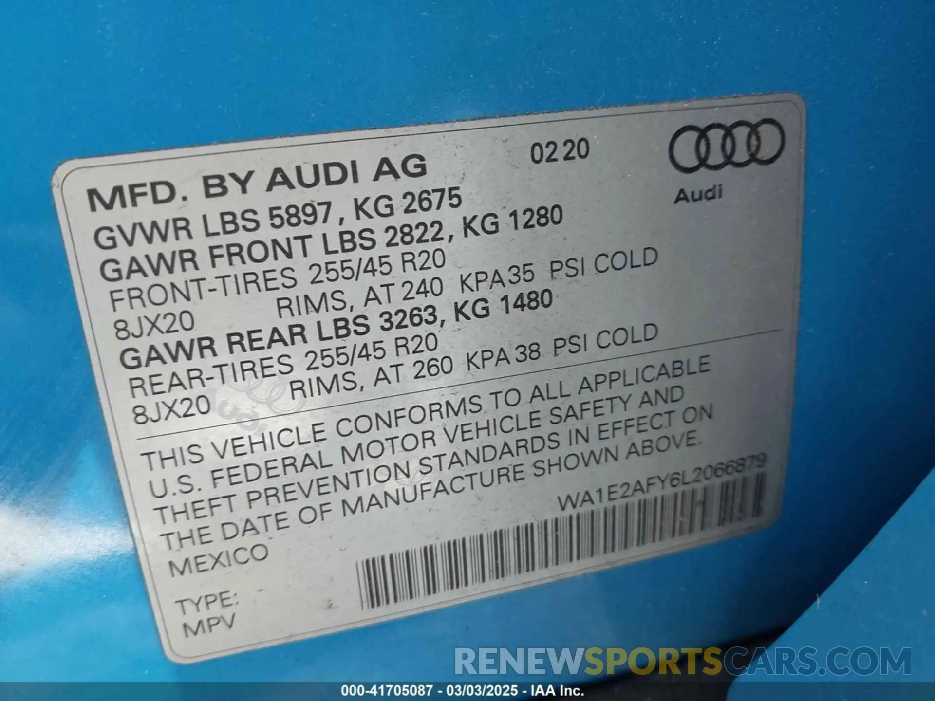 9 Photograph of a damaged car WA1E2AFY6L2066879 AUDI Q5 2020