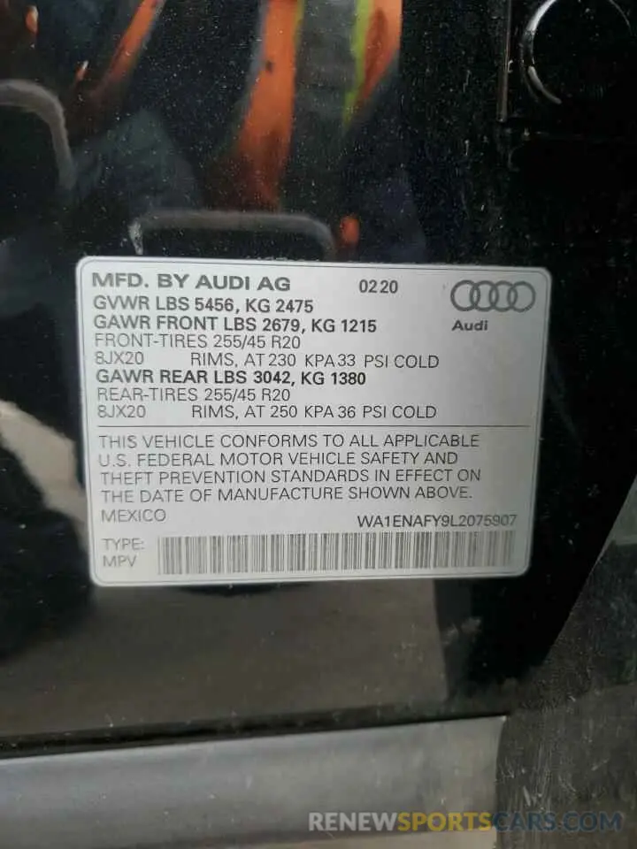 13 Photograph of a damaged car WA1ENAFY9L2075907 AUDI Q5 2020