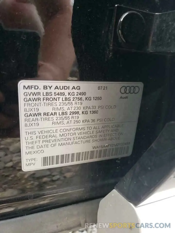 13 Photograph of a damaged car WA15AAFY2M2132459 AUDI Q5 2021