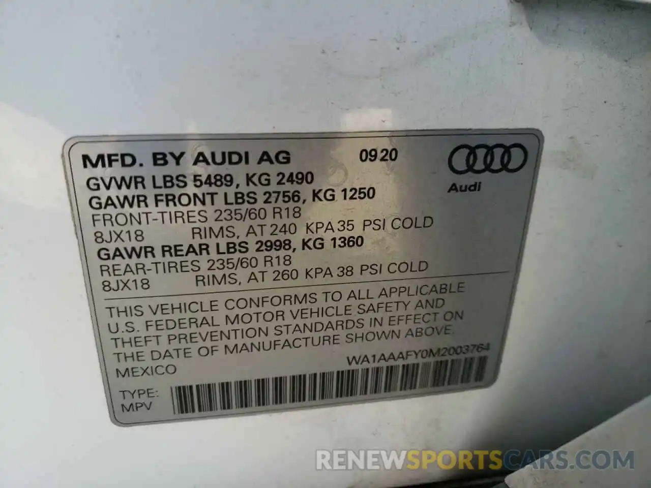 13 Photograph of a damaged car WA1AAAFY0M2003764 AUDI Q5 2021