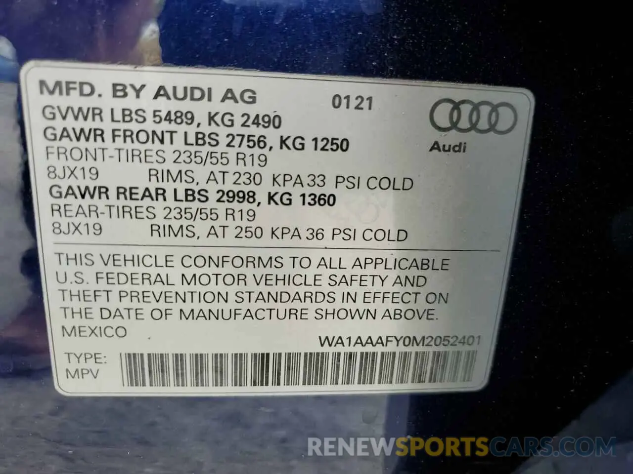 10 Photograph of a damaged car WA1AAAFY0M2052401 AUDI Q5 2021