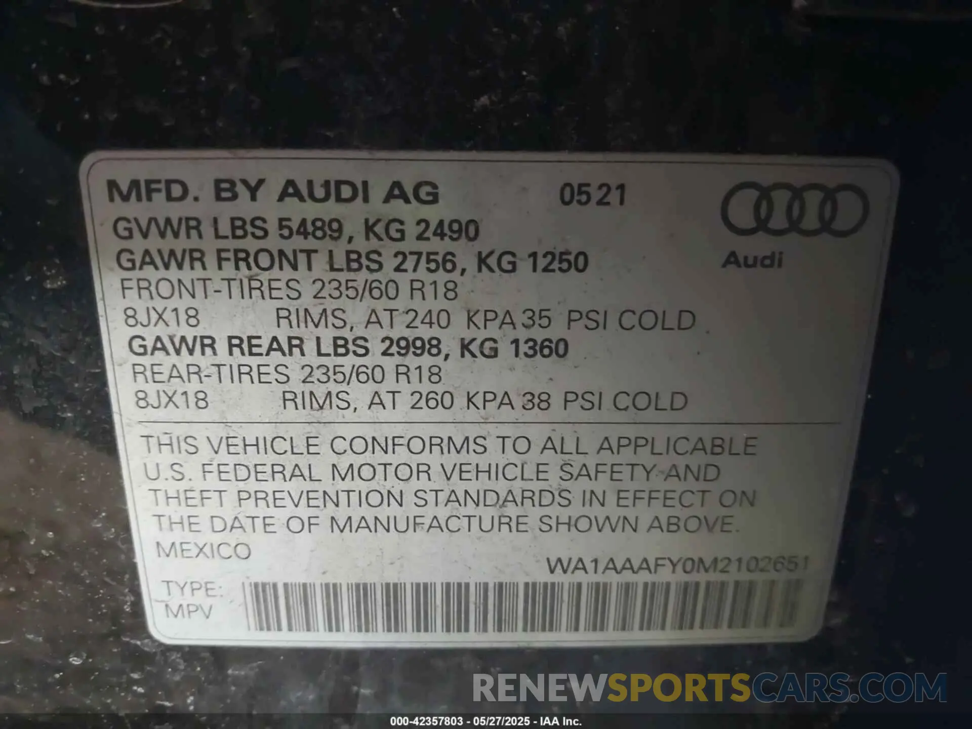 9 Photograph of a damaged car WA1AAAFY0M2102651 AUDI Q5 2021