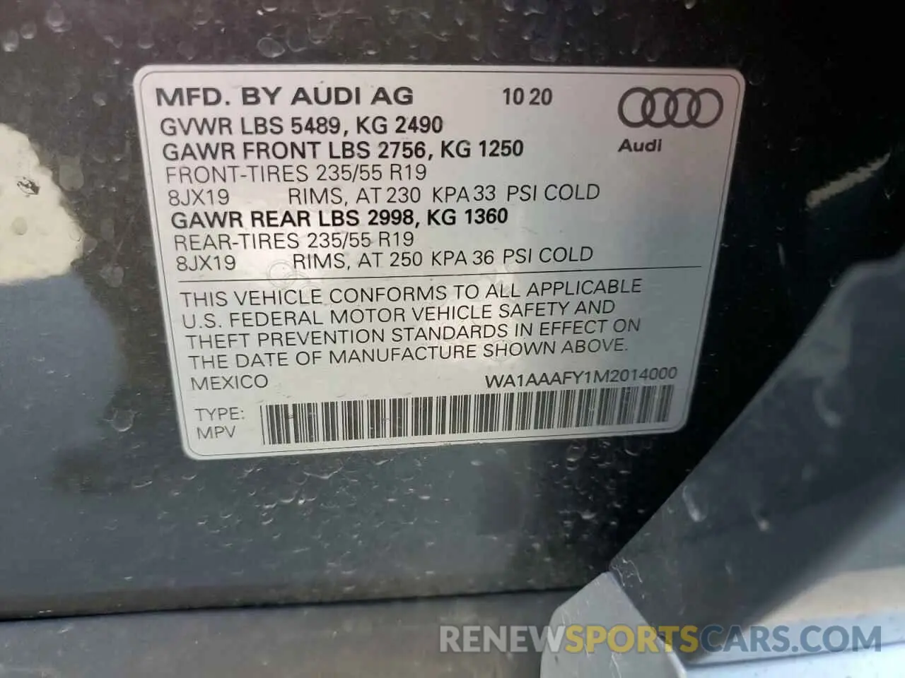 14 Photograph of a damaged car WA1AAAFY1M2014000 AUDI Q5 2021