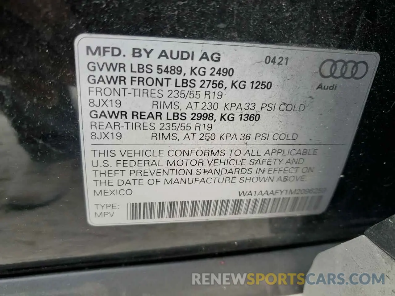 13 Photograph of a damaged car WA1AAAFY1M2096259 AUDI Q5 2021