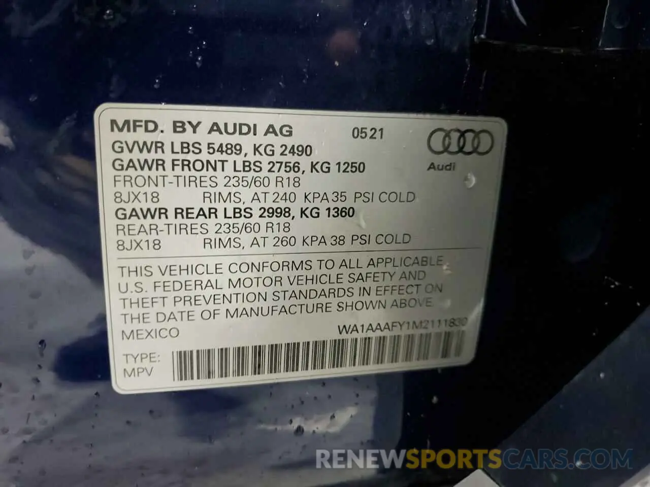 13 Photograph of a damaged car WA1AAAFY1M2111830 AUDI Q5 2021