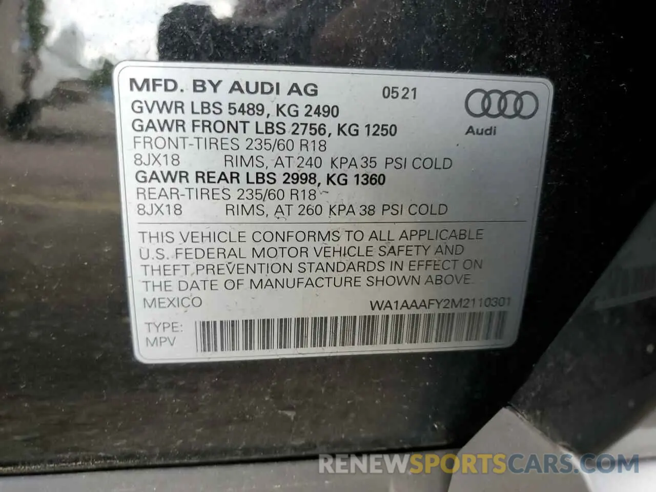 13 Photograph of a damaged car WA1AAAFY2M2110301 AUDI Q5 2021