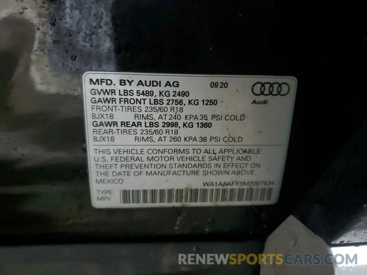 14 Photograph of a damaged car WA1AAAFY3M2007534 AUDI Q5 2021