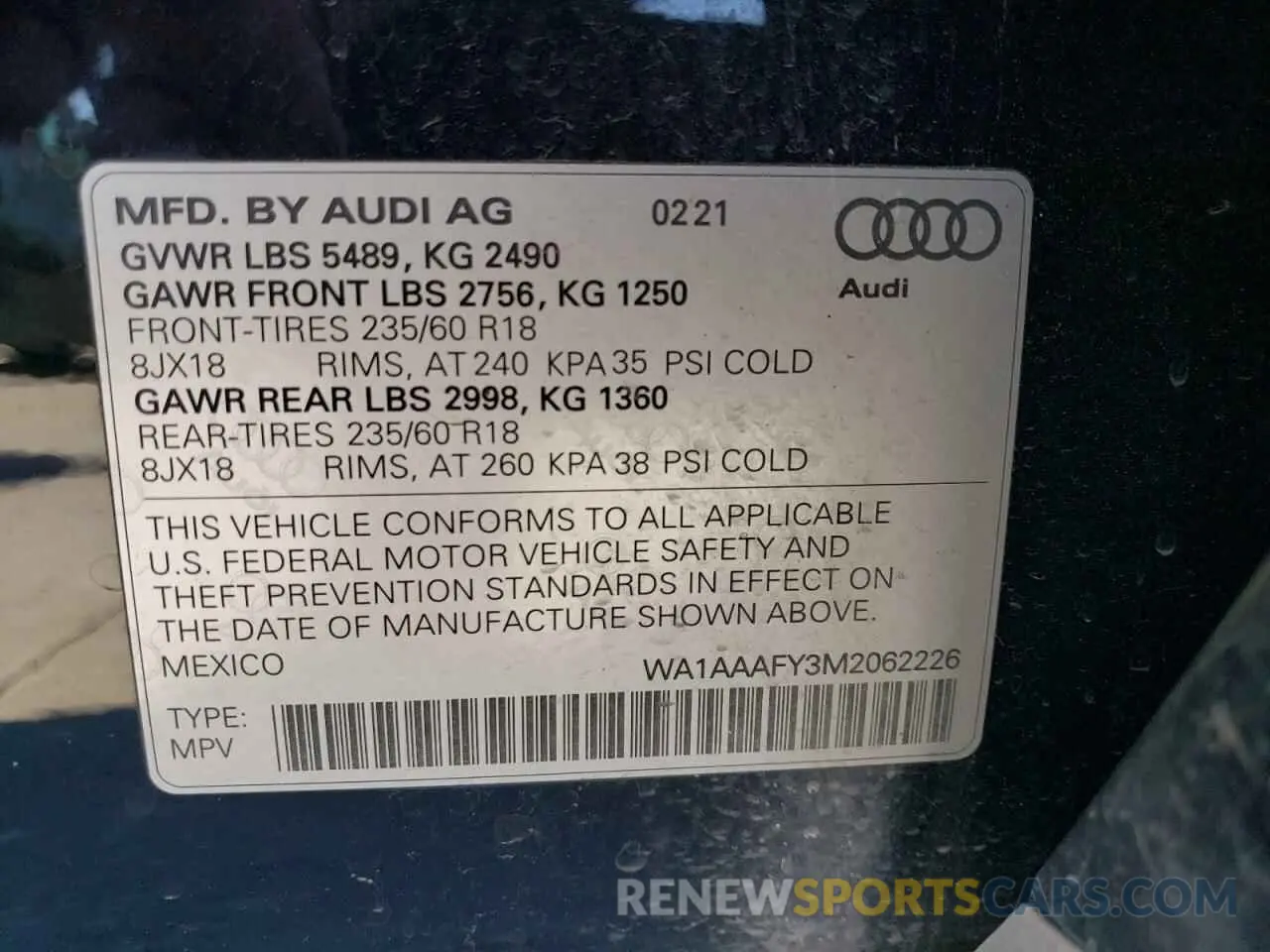 14 Photograph of a damaged car WA1AAAFY3M2062226 AUDI Q5 2021