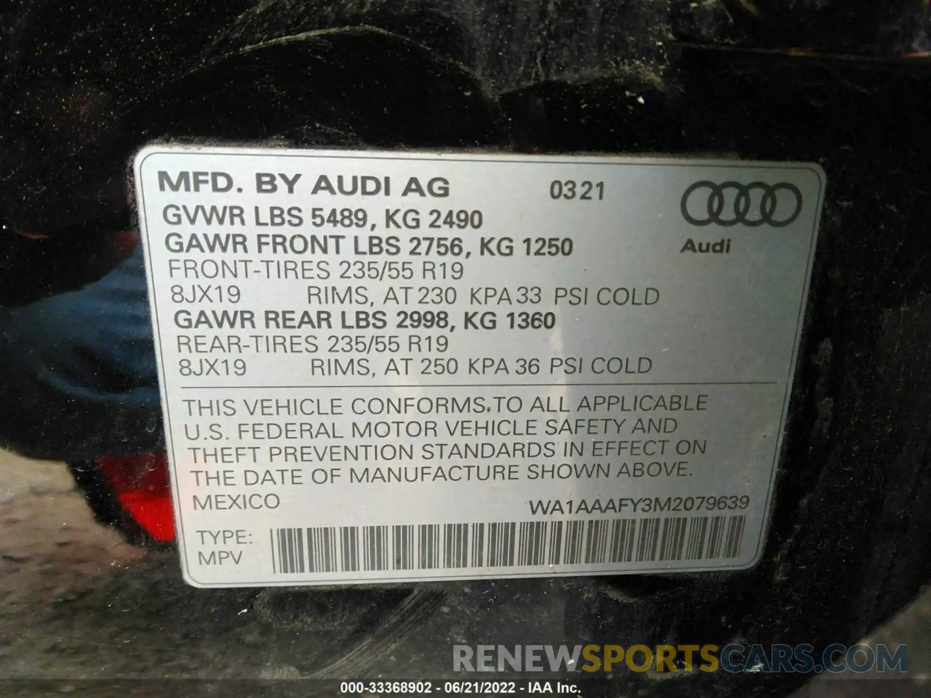 9 Photograph of a damaged car WA1AAAFY3M2079639 AUDI Q5 2021