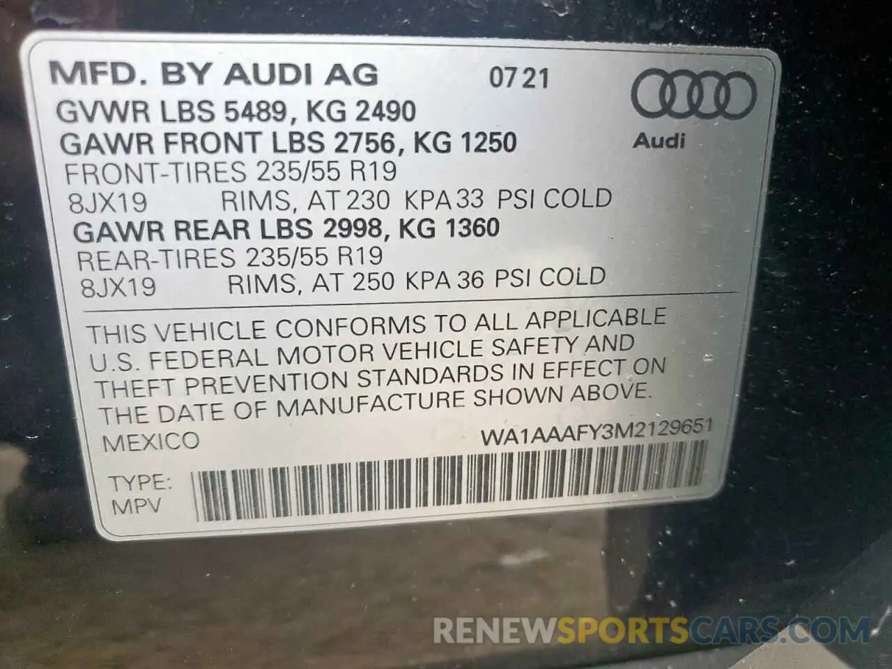 13 Photograph of a damaged car WA1AAAFY3M2129651 AUDI Q5 2021