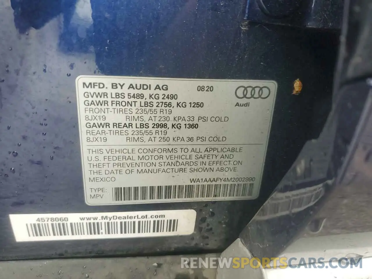 13 Photograph of a damaged car WA1AAAFY4M2002990 AUDI Q5 2021