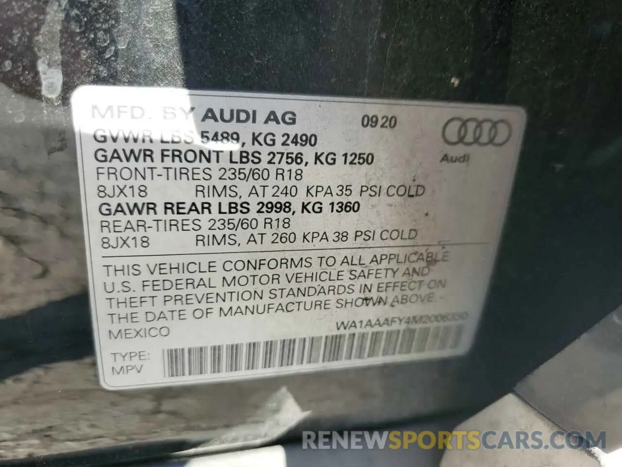 13 Photograph of a damaged car WA1AAAFY4M2006330 AUDI Q5 2021