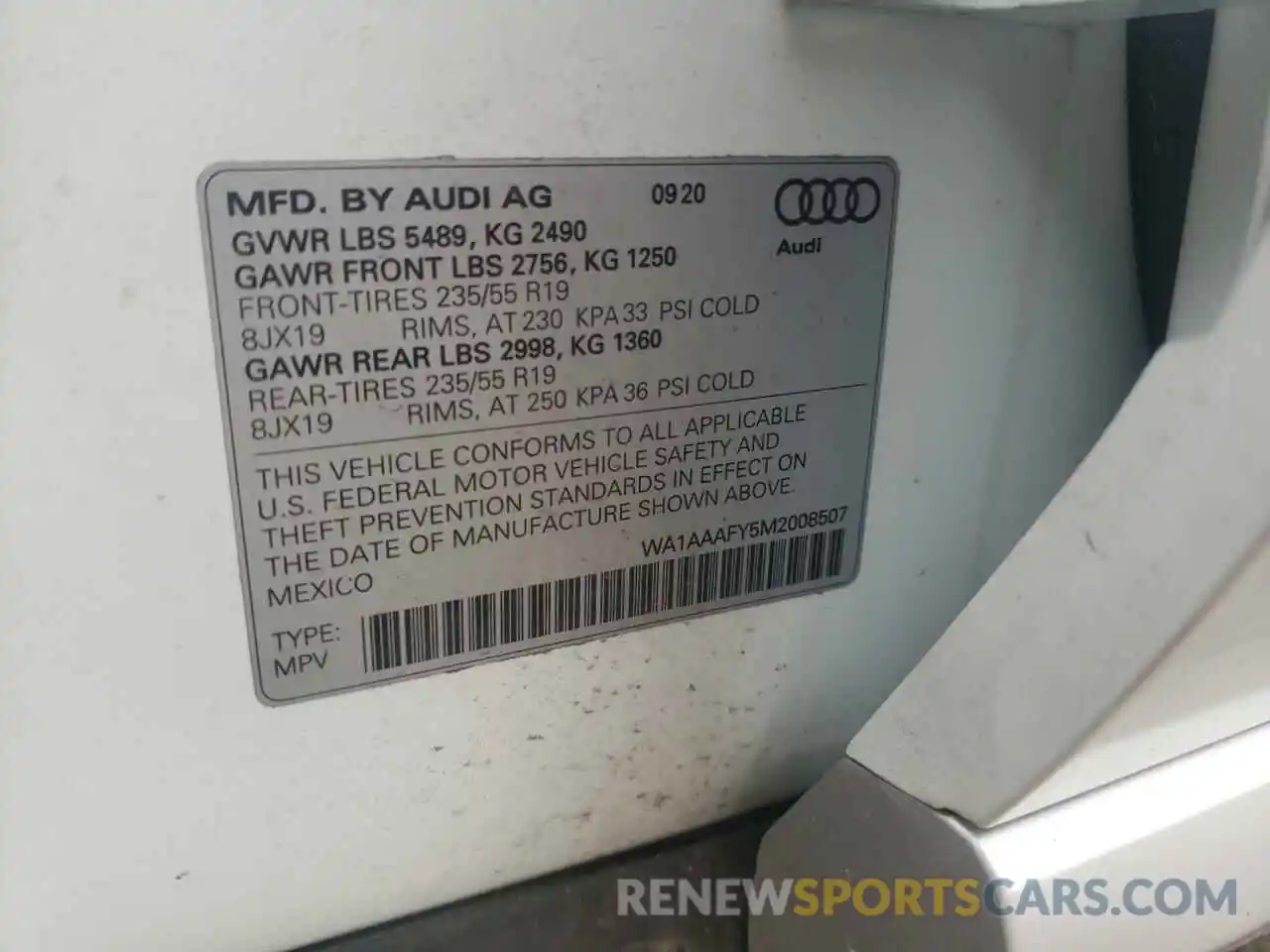 10 Photograph of a damaged car WA1AAAFY5M2008507 AUDI Q5 2021