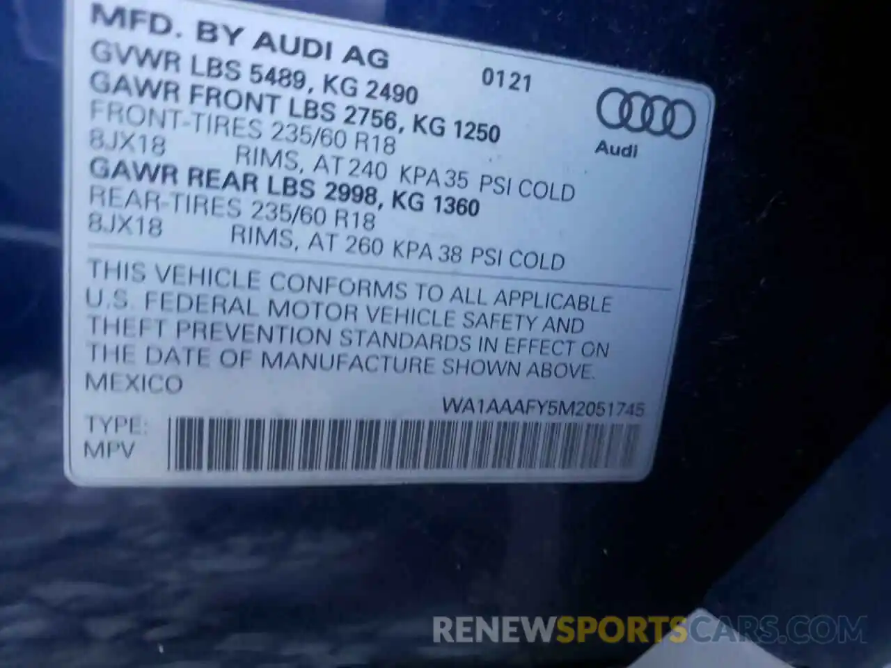 10 Photograph of a damaged car WA1AAAFY5M2051745 AUDI Q5 2021