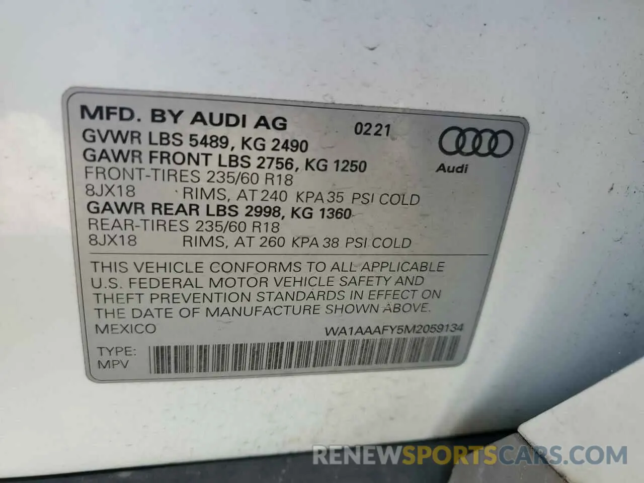 14 Photograph of a damaged car WA1AAAFY5M2059134 AUDI Q5 2021