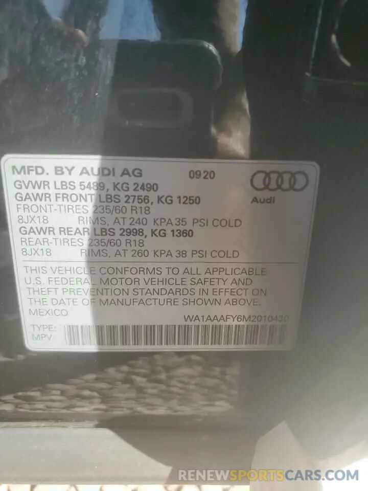 13 Photograph of a damaged car WA1AAAFY6M2010430 AUDI Q5 2021