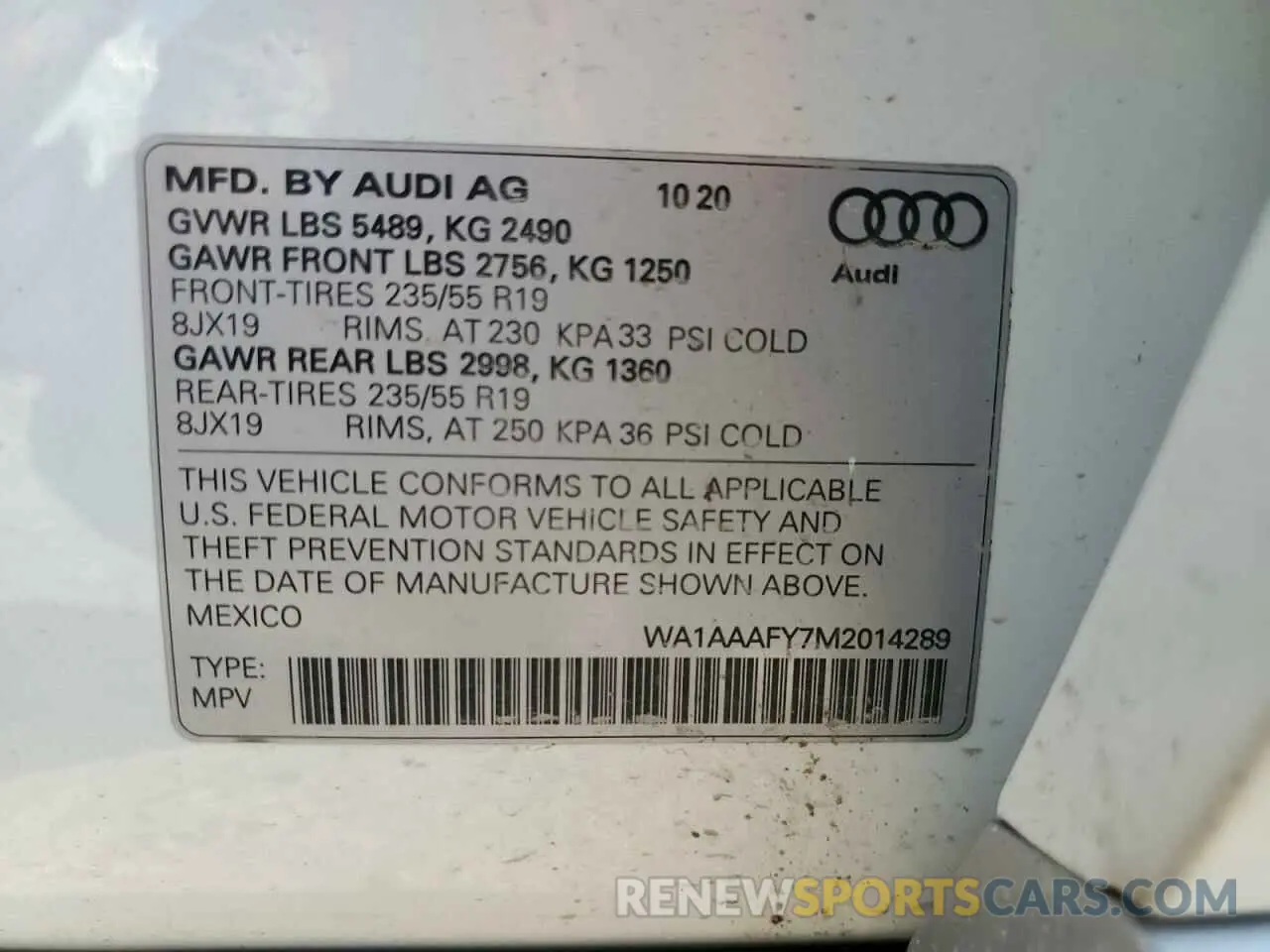 14 Photograph of a damaged car WA1AAAFY7M2014289 AUDI Q5 2021