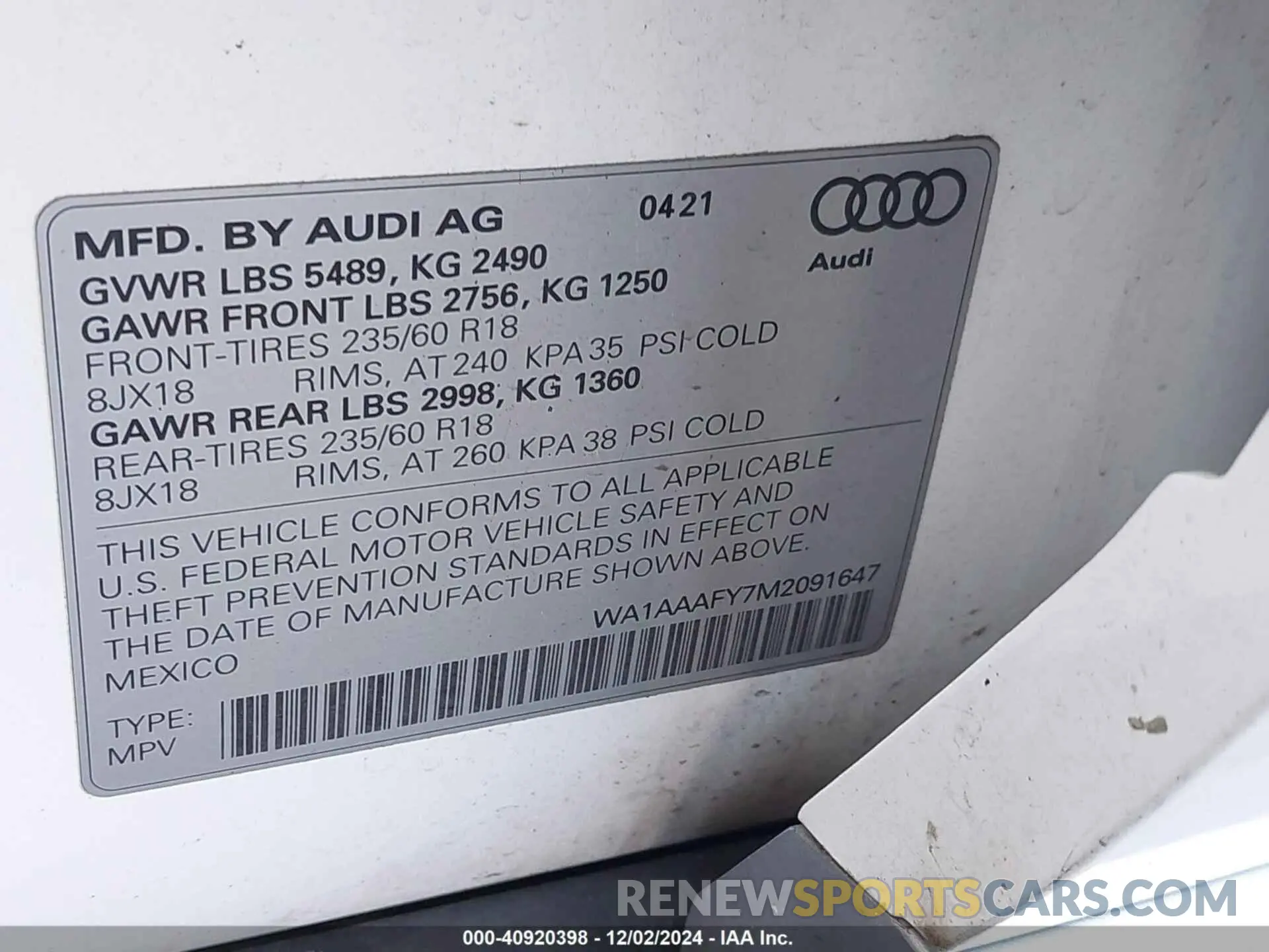 9 Photograph of a damaged car WA1AAAFY7M2091647 AUDI Q5 2021