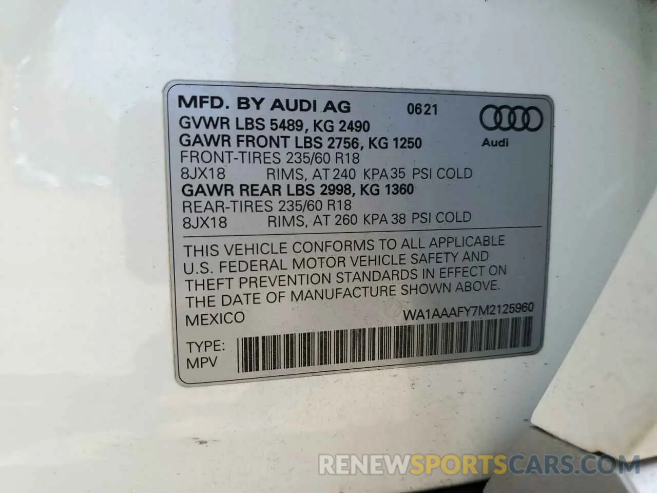 13 Photograph of a damaged car WA1AAAFY7M2125960 AUDI Q5 2021