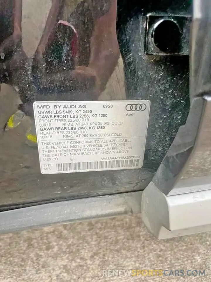 10 Photograph of a damaged car WA1AAAFY8M2003513 AUDI Q5 2021