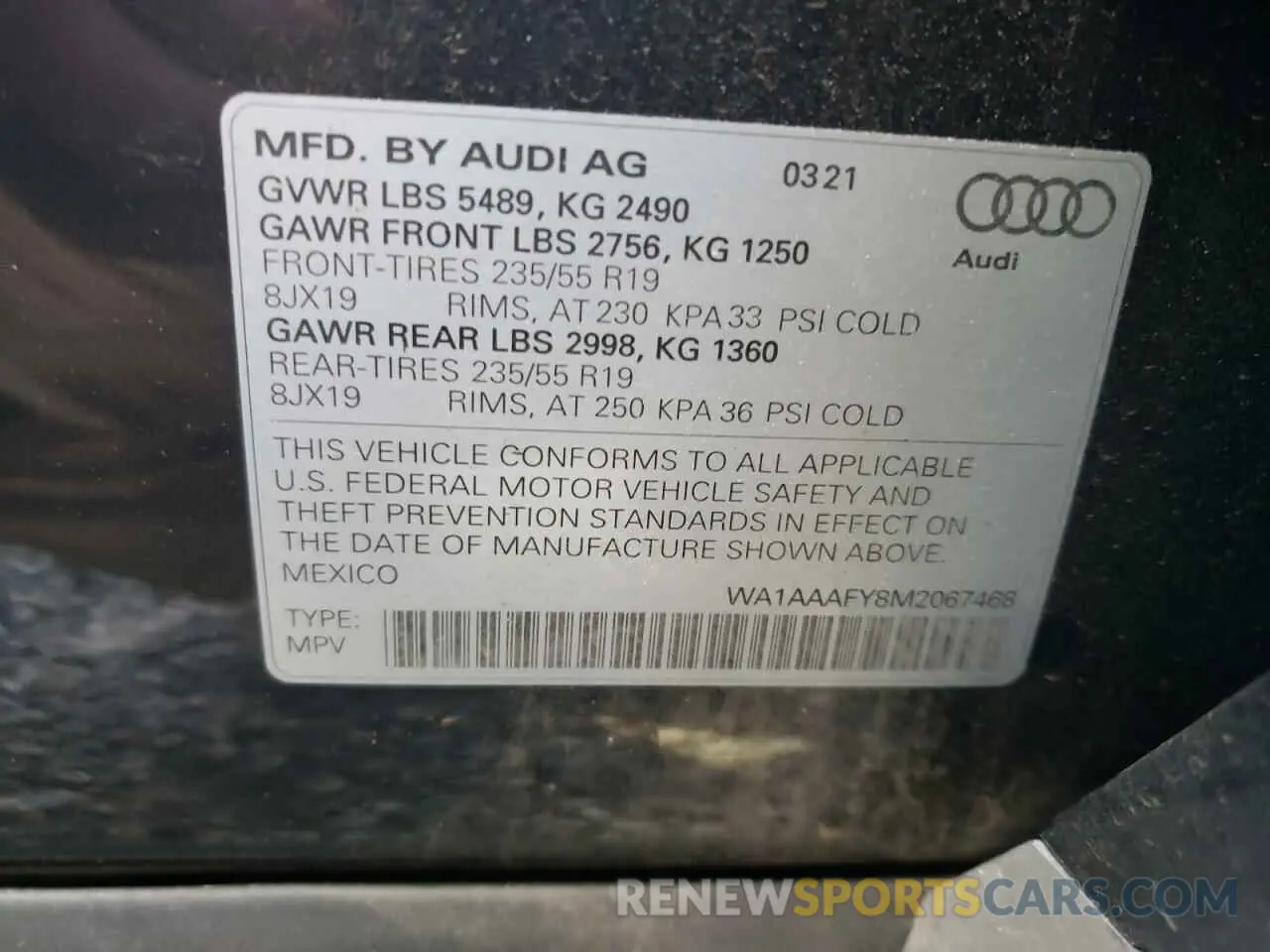 13 Photograph of a damaged car WA1AAAFY8M2067468 AUDI Q5 2021