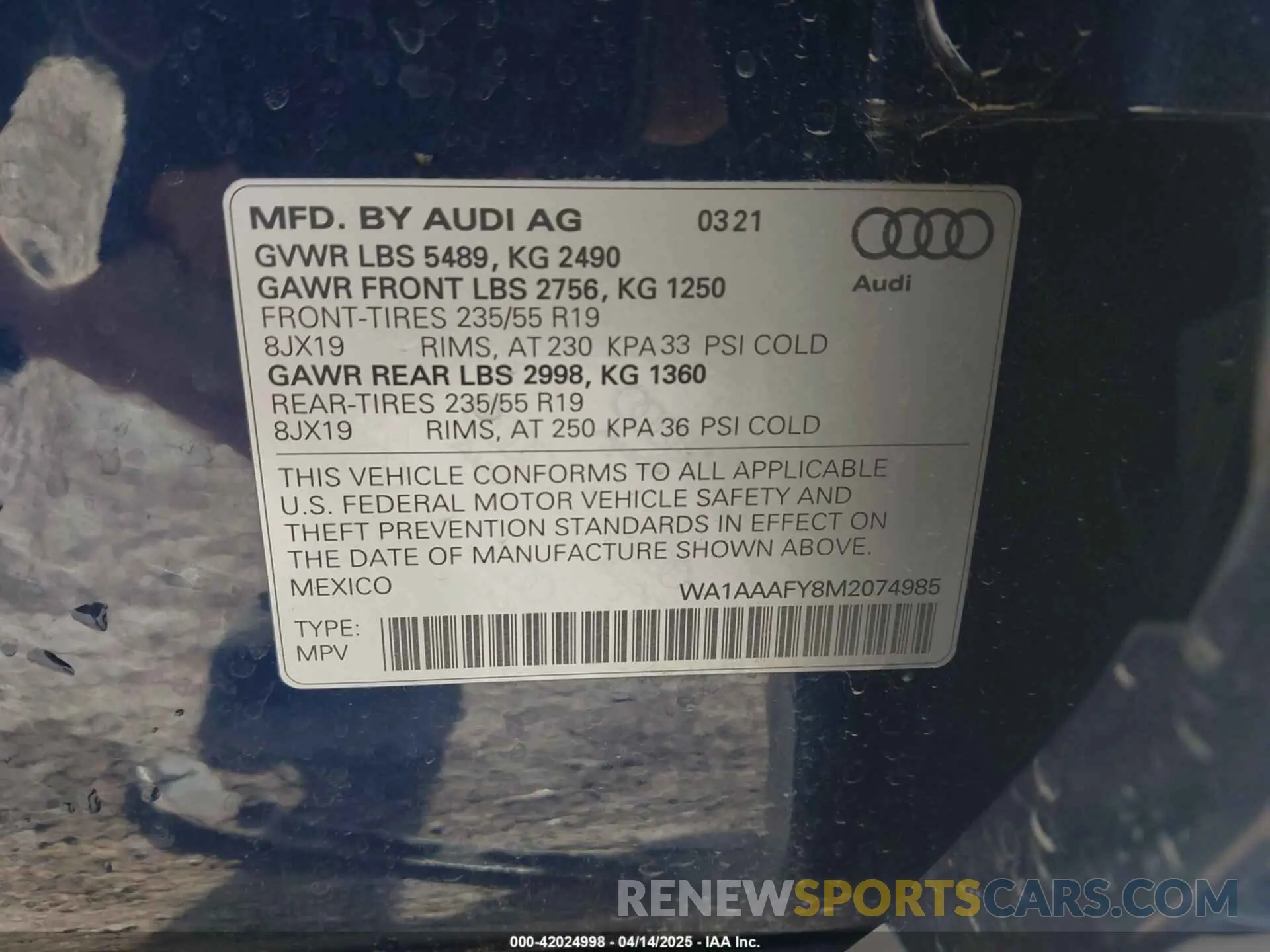 9 Photograph of a damaged car WA1AAAFY8M2074985 AUDI Q5 2021