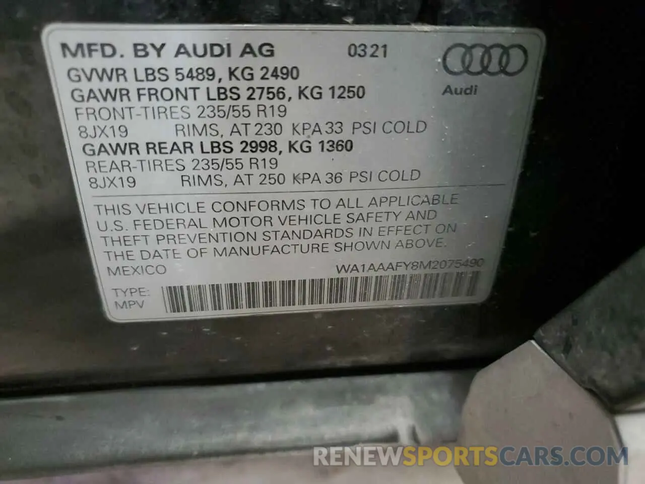15 Photograph of a damaged car WA1AAAFY8M2075490 AUDI Q5 2021