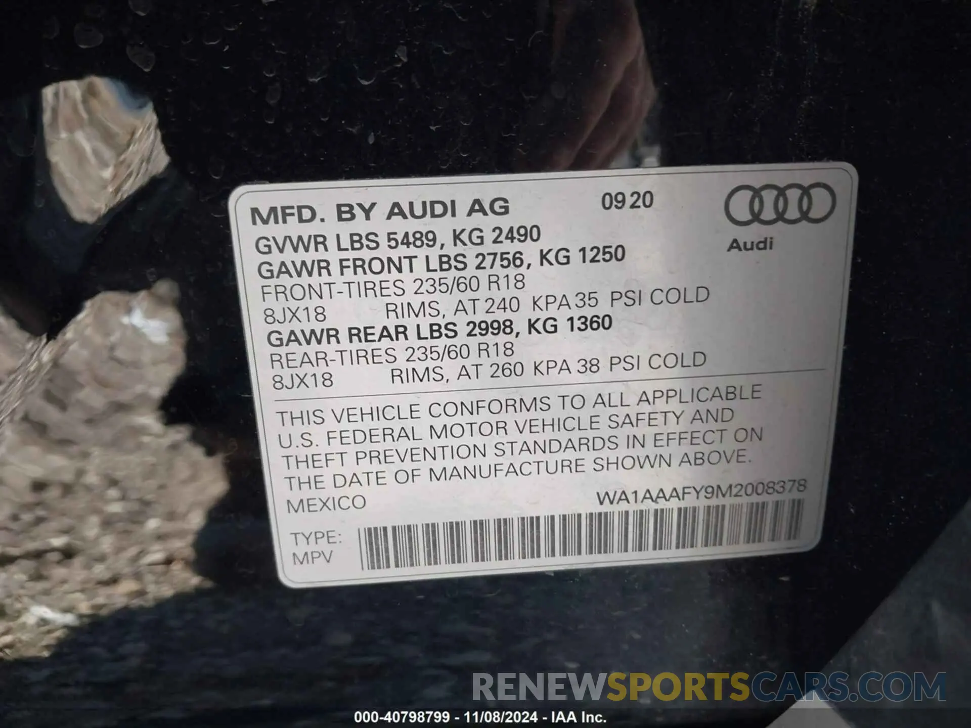 9 Photograph of a damaged car WA1AAAFY9M2008378 AUDI Q5 2021
