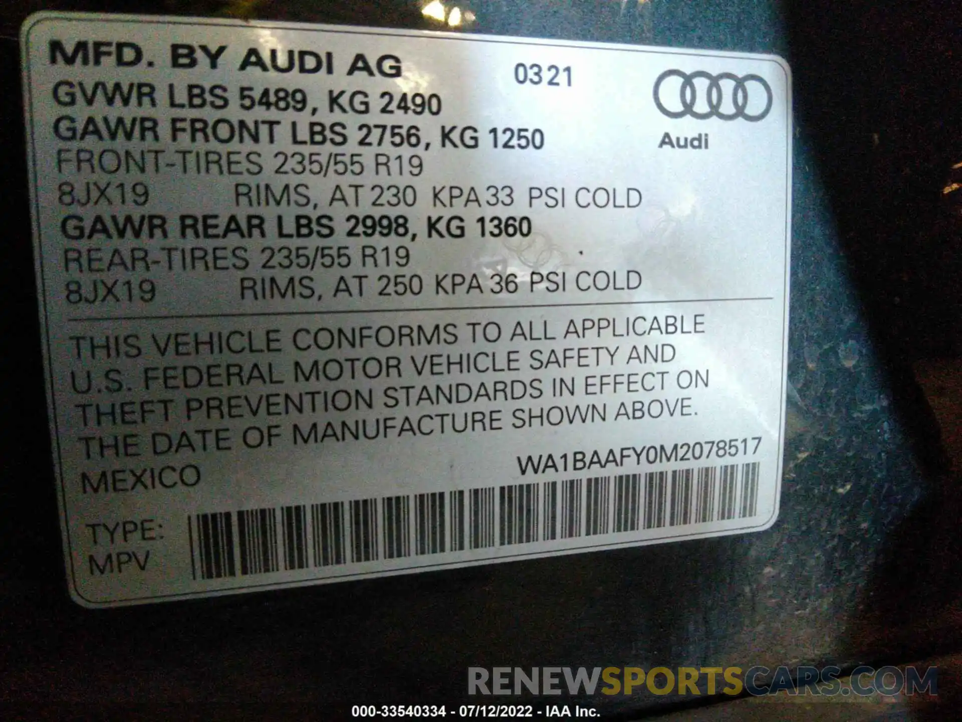 9 Photograph of a damaged car WA1BAAFY0M2078517 AUDI Q5 2021