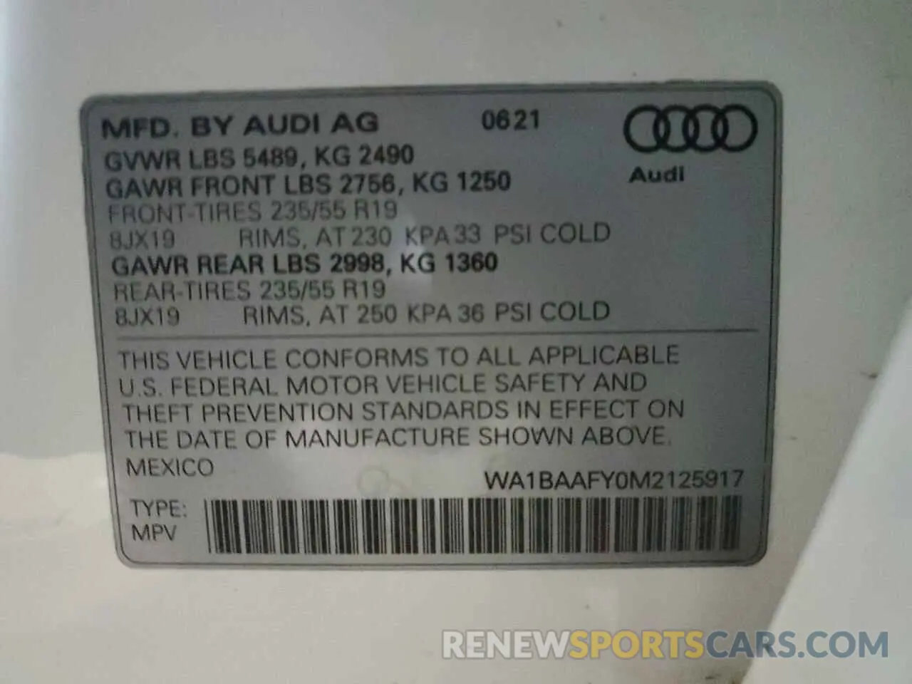 13 Photograph of a damaged car WA1BAAFY0M2125917 AUDI Q5 2021