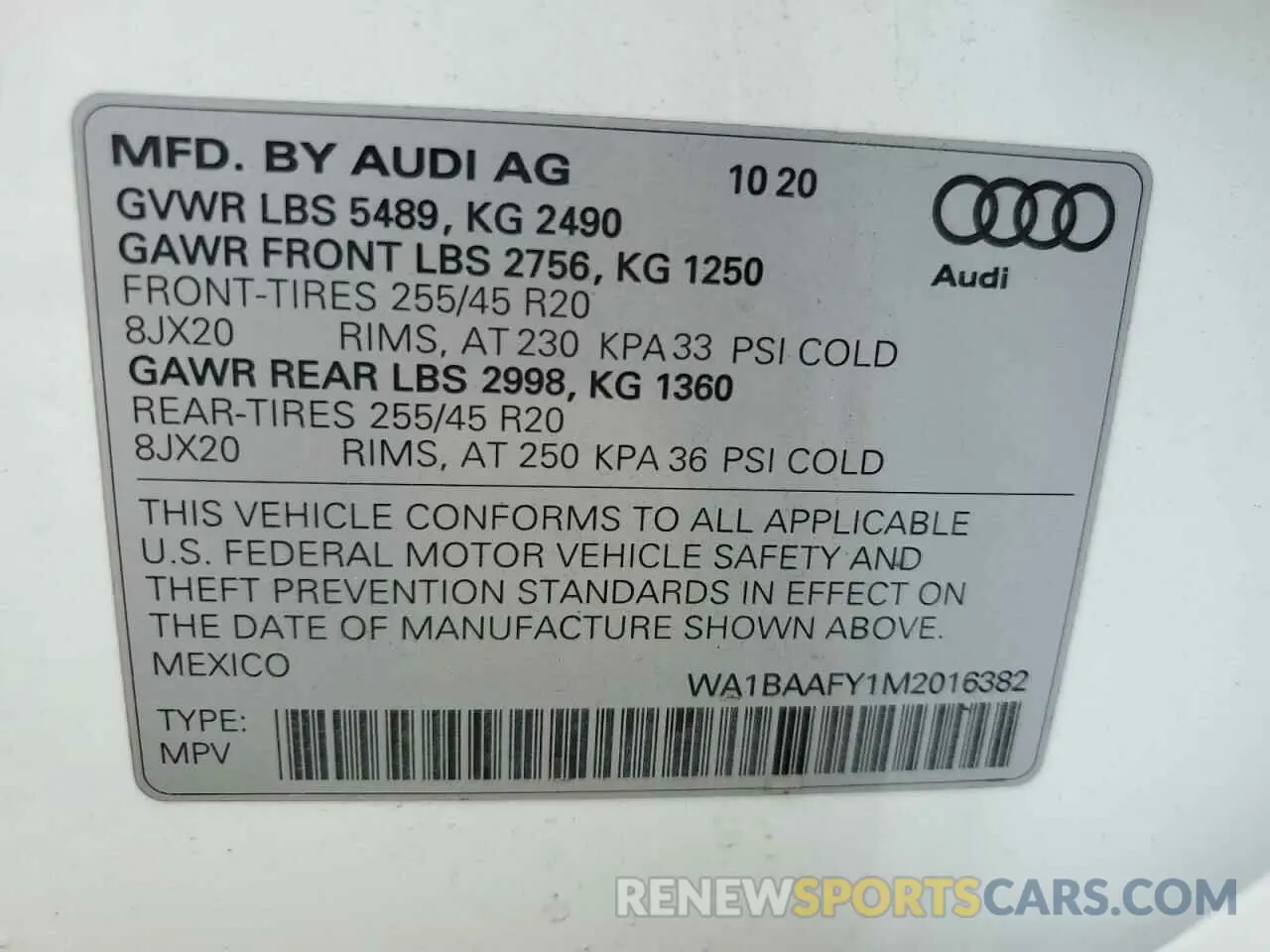 14 Photograph of a damaged car WA1BAAFY1M2016382 AUDI Q5 2021