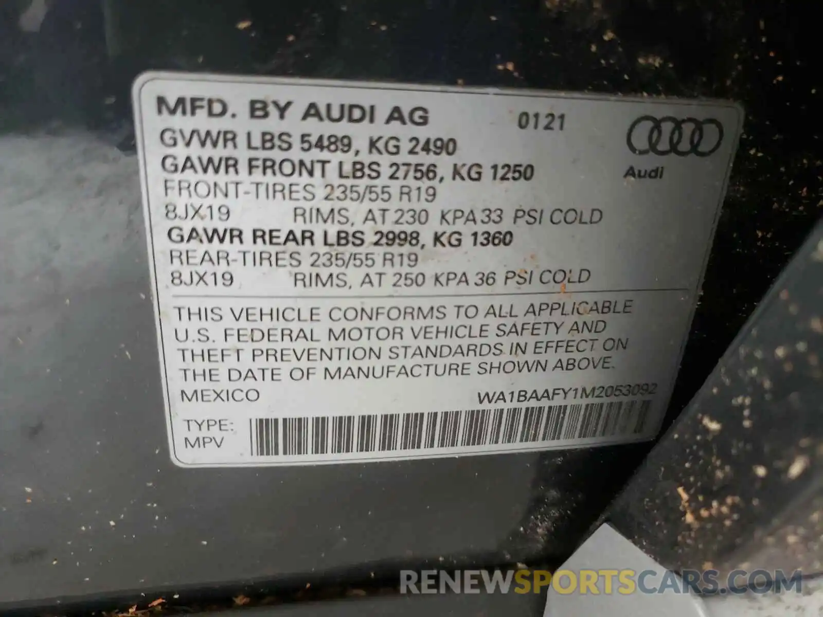 10 Photograph of a damaged car WA1BAAFY1M2053092 AUDI Q5 2021