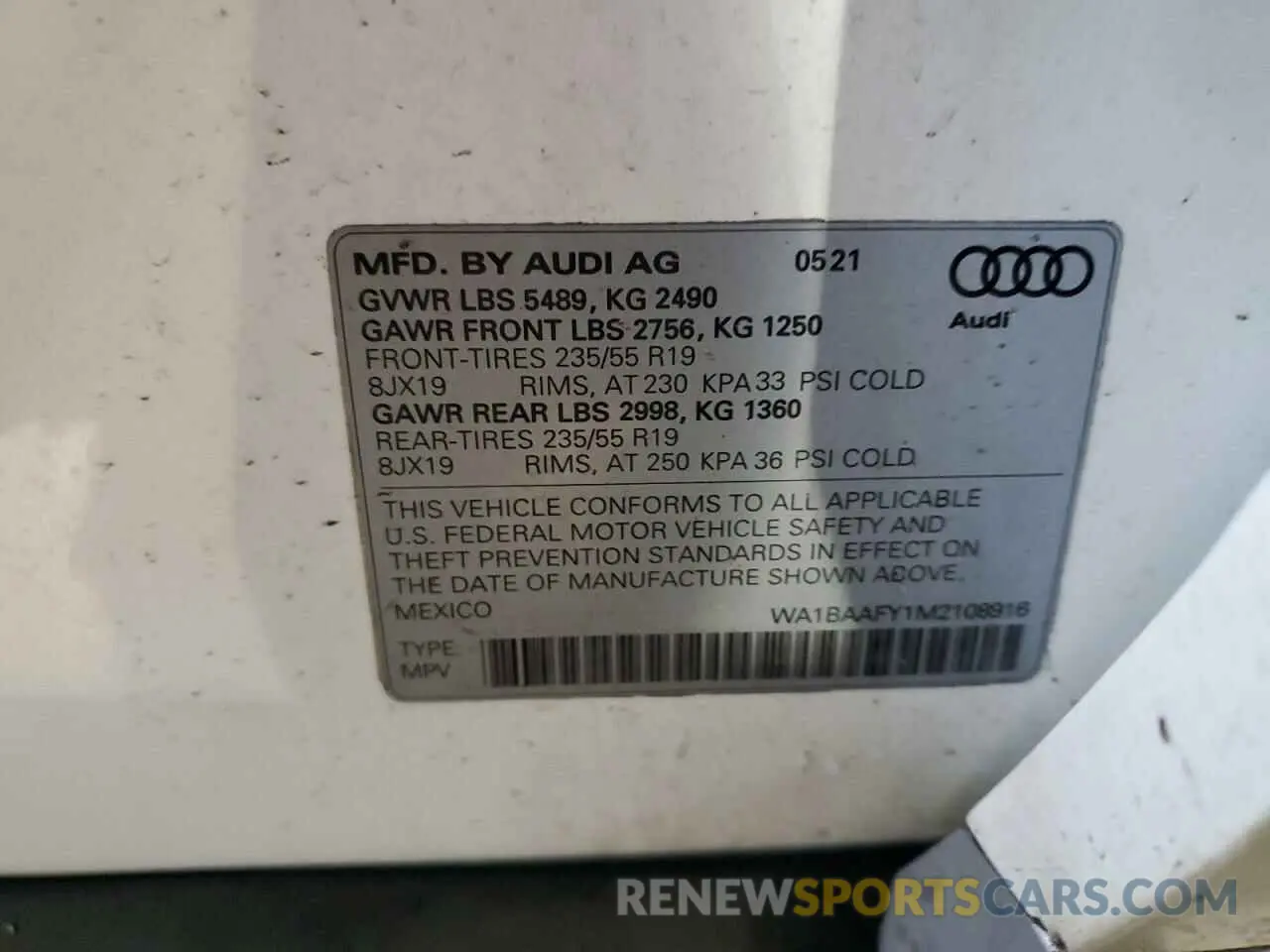 15 Photograph of a damaged car WA1BAAFY1M2108916 AUDI Q5 2021