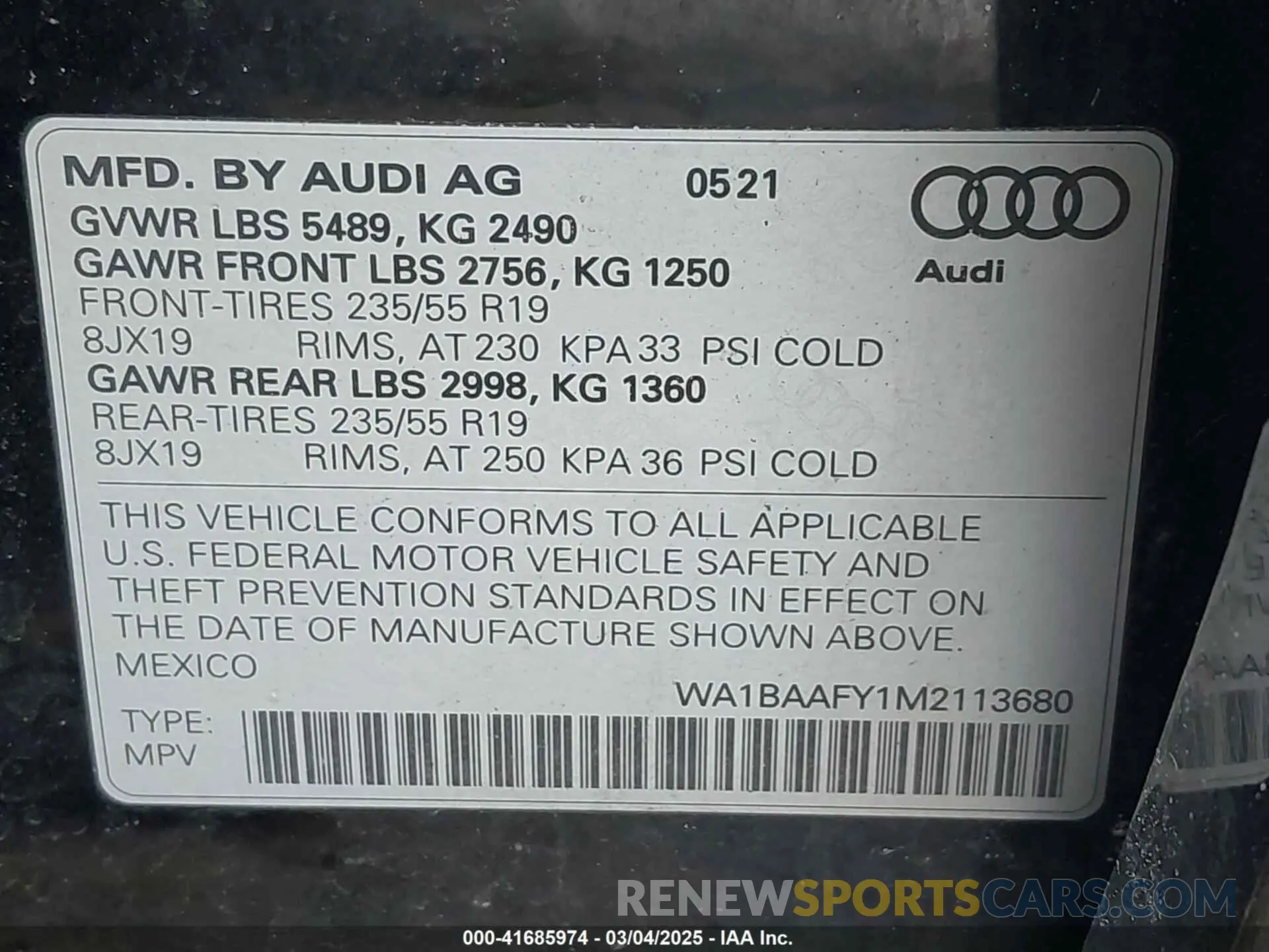9 Photograph of a damaged car WA1BAAFY1M2113680 AUDI Q5 2021