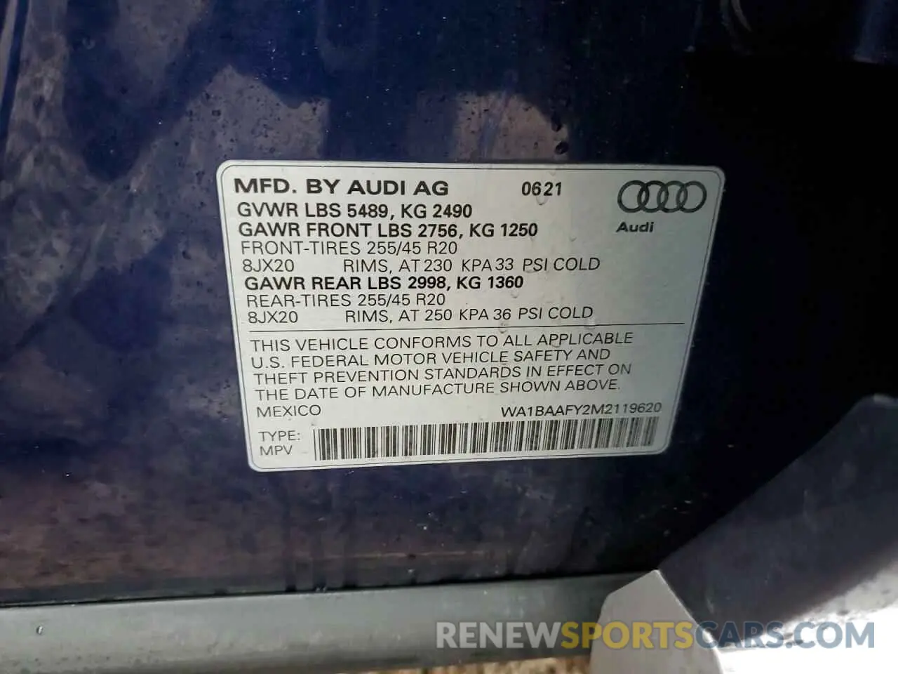 12 Photograph of a damaged car WA1BAAFY2M2119620 AUDI Q5 2021