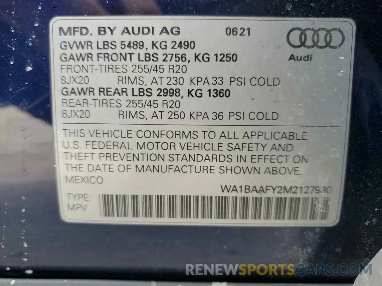 12 Photograph of a damaged car WA1BAAFY2M2127930 AUDI Q5 2021