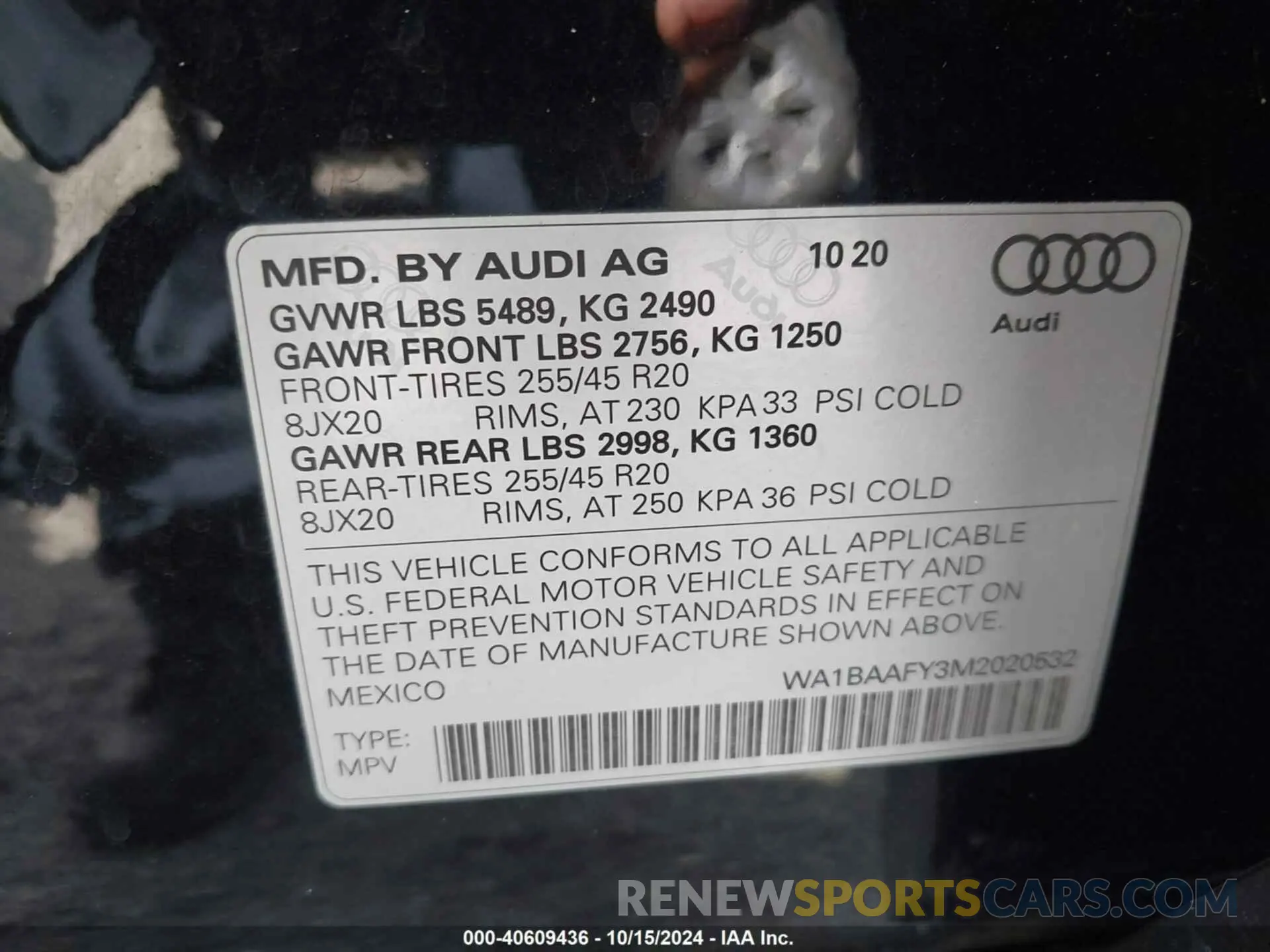 9 Photograph of a damaged car WA1BAAFY3M2020532 AUDI Q5 2021