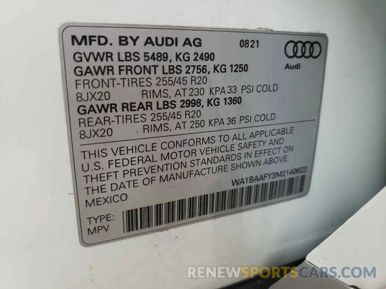 12 Photograph of a damaged car WA1BAAFY3M2140623 AUDI Q5 2021